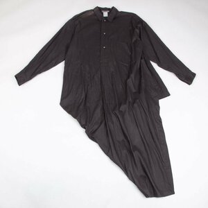 イッセイミヤケ ISSEY MIYAKE 筆タグ 80s 1980s コットンアシンメトリーシャツワンピース 黒8