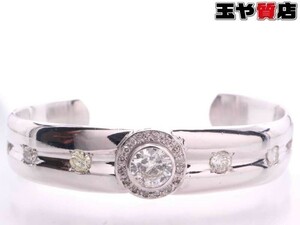 ダイヤ1.001ct ダイヤ1.25ct デザイン バングル ブレスレット pt900 プラチナ