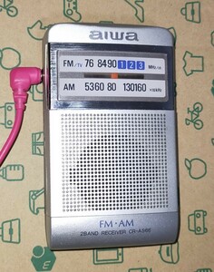 CR-AS66 AIWA アイワ 美品 受信確認済 完動品 ポケットラジオ ワイドFM AM FM 通勤 防災 出張 登山 旅行 ハイキング ポータブル 0127