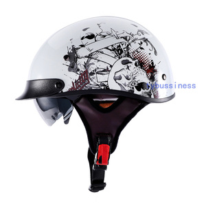 新品 半キャップヘルメット ハーフヘルメットジェット ハーレーバイク用ヘルメット内蔵サングラス おしゃれバイク用 M~XXL多色サイズ選択A