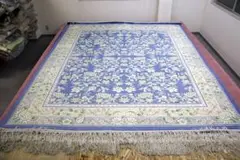 段通　緞通　新品　絨毯　手織りシルク段通　高級絨毯　カーペット　ラグ　長方形