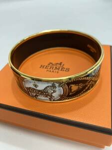 HERMES エマイユ GM ホースモチーフ ゴールド系　黒 七宝焼 バングル ブレスレット アクセサリー