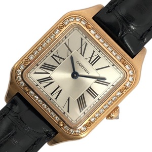 カルティエ Cartier サントス デュモン SM WJSA0017 シルバー K18PG/革ベルト 腕時計 レディース 中古