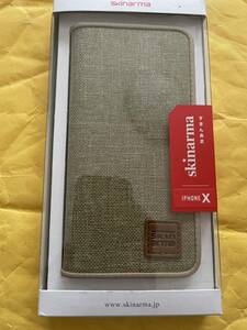 iPhone X用 Skinarma シェルケース 手帳型ケース Aki Collection Reed Beige I8AKI-GR003