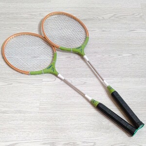 希少 YONEX ヨネックス B-400 バドミントン ラケット 木製 ヴィンテージ レトロ 中古 2本セット 旧ロゴ 送料無料 即決