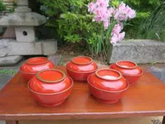 木製　漆器　菓子碗　吸い物椀　5客