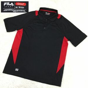 FIRA GOLF SPORT フィラ ゴルフ スポーツ ゴルフウェア 半袖ポロシャツ メンズ Mサイズ 黒