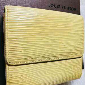 極美品 LOUIS VUITTON ルイヴィトン 財布 ウォレット 三つ折り エピ ポルトモネ カルトクレディ メンズ ビジネス レザー イエロー 黄色