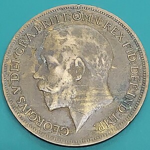 【51124】イギリス　1ペニー　1919年　銅貨　ジョージ5世　約30.7×1.5㎜　約9.31g　アンティーク　美術品　コレクション品
