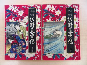 落合芳幾木版画装『古今実録佐野義勇伝』（全2冊揃）明治17年刊 江戸時代の剣豪佐野鹿十郎逸話集 明治時代和本 浮世絵・錦絵