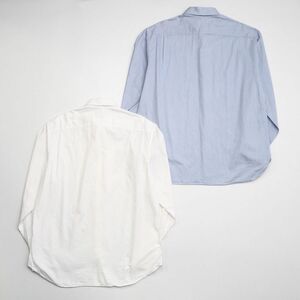 W1541 アルマーニコレッツィオーニ*2点セット*レギュラーカラーシャツ+ダブルカフスシャツ*ホワイト*ブルー*コットン/長袖シャツ*メンズ
