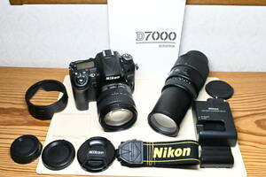 Nikon D7000 レンズ２本 Nikon AF-S 18-70mm SIGMA望遠AF 70-300mm 充電池 充電器 ストラップ 取扱説明書