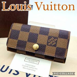美品 Louis Vuitton ルイヴィトン ダミエ キーケース ミュルティクレ4 4連キーケース 鍵 N62631 