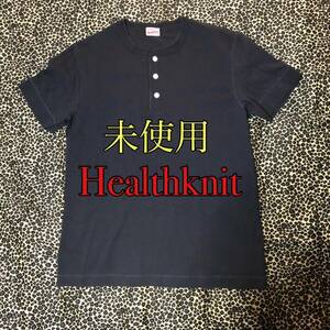Lサイズ 未使用 Healthknit ヘンリーネック 半袖 Tシャツ チャコールグレー ヘルスニット