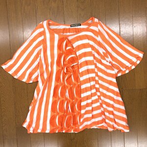 FRAPBOIS フラボア ボーダー デザイン カットソー 1(M) オレンジ ホワイト 半袖 Tシャツ 国内正規品 レディース 女性用 婦人