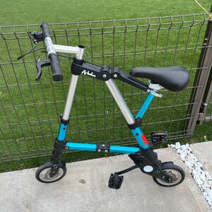 A-bike 折りたたみ自転車 タイヤサイズ 10×1・1/4 一部部品破損のジャンク品　ブルー