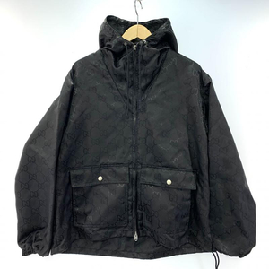 【中古】GUCCI 20AW OFF THE GRID フーデッドジャケット サイズ40 グッチ ブラック　GG柄[240019436560]