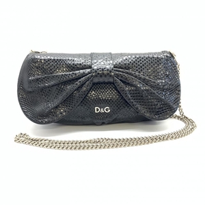 D＆G ディーアンドジー ドルチェ＆ガッバーナ チェーンバック パイソンモチーフ 黒 ブラック ポシェット 斜め掛け 管理RT36189