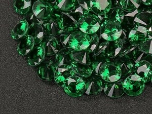 ★グリーンカラー キュービックジルコニア ルース 7mm おまとめて大量約50個セット 人工ダイヤモンド ラウンドブリリアントカット Nw82