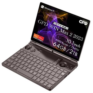 GPD WIN Max 2 2023最上位AMD Ryzen7840U 64GB 2TB★待望のランドスケープ★シリコン,ジョイコンメタルカバー,タッチパッド液晶保護スキン