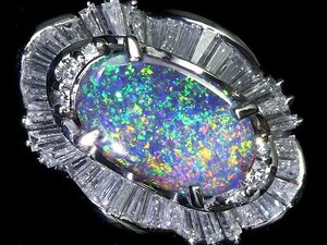 RM11405D【1円～】新品【RK宝石】≪opal≫ 魅惑の遊色 極上ボルダーオパール 大粒2.16ct 極上ダイヤモンド 0.98ct Pt900 高級リング ダイヤ