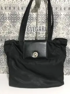 BVLGARI ブルガリ ナイロン ターンロック トートバッグ ハンドバッグ 黒