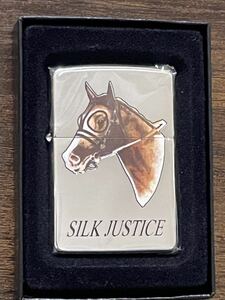 zippo SILK JUSTICE 限定品 名馬 シルクジャスティス 1998年製 年代物 競馬 両面デザイン デットストック シリアルナンバー NO.2173