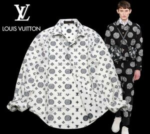 国内正規品 Louis Vuitton×クリストファーネメス LV モノグラムフラワー ロープ ロゴ 長袖シャツ ルイヴィトン 総柄 縄 ホワイト L JK-31