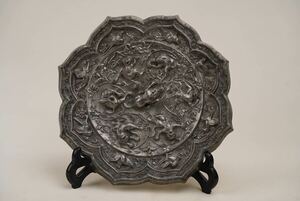 【竹河】中国古美術 銅鏡 海獣葡萄鏡 中国 古鏡 古銅製 青銅鏡 古玩 骨董品 時代物