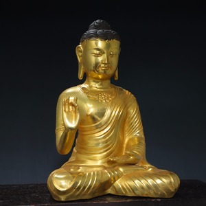 大判仏像です 中國 明代 大明永樂年施 銅塗金釈迦像です 仏像 仏教古美術 供養品 極細工 時代物 中国古美術 置物 唐物 YF314