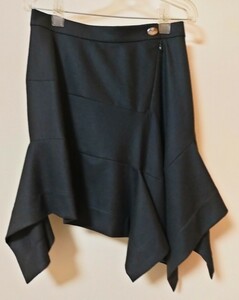 ヴィヴィアンウエストウッドレッドレーベル アシンメトリーフレアスカート ミニ丈 3サイズ日本製 黒/ミニスカート オーブボタン ウール
