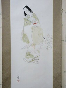 伊藤小坡...「花の頃」共箱...紙本...美人画家...文展無鑑査...真筆、美品、三重県