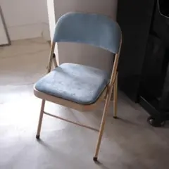 折りたたみ 椅子 パイプ 背もたれ 青色 軽量 スチール コンパクト チェア