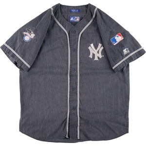 古着 スターター STARTER MLB NEW YORK YANKEES ニューヨークヤンキース ゲームシャツ ベースボールシャツ メンズXL /eaa348330
