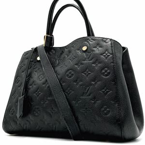 【最高級】LOUIS VUITTON ルイヴィトン 2way ショルダーバッグ トート ハンド モンテーニュ BB アンプラント レザー ブラック 斜め掛け