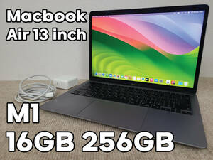 【良品】Apple MacBook Air 13(2020, A2337) M1 / RAM 16GB / SSD 256GB / スペースグレー / 充放電回数 : 71 [MC009]