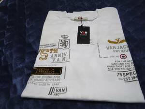 VAN JAC 　半袖75周年プレミアムワッペン刺繍プリントTシャツ　ホワイト　LL　　新品未使用　アイビー トラディショナル