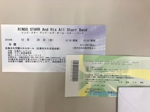 リンゴ スター アンド ヒズ オール スター バンド RINGO STARR And His All Starr Band JAPAN TOUR 2016 チケット 半券 ticket/beatles 