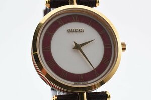 美品 グッチ ラウンド ゴールド クォーツ メンズ 腕時計 GUCCI