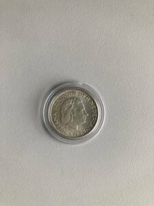 銀貨　オランダ　1グルデン　1965年　ジュリアナ　コインカプセル保管品
