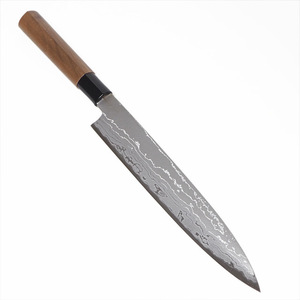 [新品 土佐打刃物] 美しいダマスカス模様の柳刃包丁（刺身包丁）多層鋼24cm