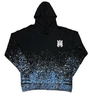 [並行輸入品] AMIRI アミリ BLUE PAINT BLEACH ALL OVER HOODIE ブルーペイント ブリーチ プルオーバーパーカー (XL)