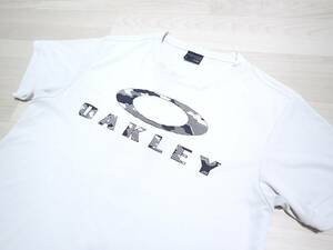 ☆OAKLEY　☆オークリー　☆スポーツウエア　☆ゴルフ　☆ビッグロゴ　☆半袖Tシャツ　☆ホワイト　☆メンズ　☆L