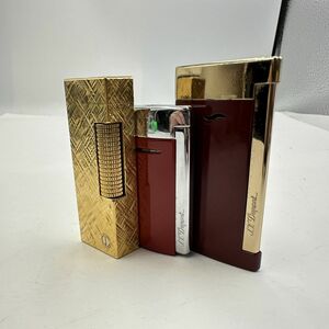 F133-I43-2494 ◎ dunhill ダンヒル S.T. Dupont デュポン ガスライター ローラー式 プッシュ式 喫煙具 2点点火あり 3点セット ①