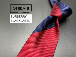 【超美品】BLACK LABEL　ブラックレーベル　ロゴ＆レジメンタル柄　ネクタイ　3本以上送料無料　ネイビー系　0502242