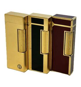 AZ-884 Dunhill ダンヒル ジェムライン ローラー ガスライター 3点 現状品 GOLD BLACK RED ゴールド ブラック レッド ヴィンテージ 喫煙具 