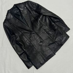 イタリア製 VINTAGE ヴィンテージ レザージャケット ライダースジャケット ブラック 黒 デザイン◎