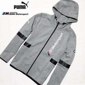 新品◆PUMA×BMW フーデッドジャケット グレー Lサイズ(US L)◆ジップジャケット