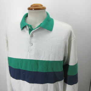80年代　アメリカ製　the knit shirt exchange スエット　ラガーシャツ　M　緑　オールド　アメカジ古着　sy3364