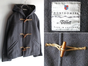 MONTGOMERY モンゴメリー 麻紐 ウッドトグル ウールメルトン ショート ダッフルコート フードジャケット 34 グレー 英国製 イングランド製